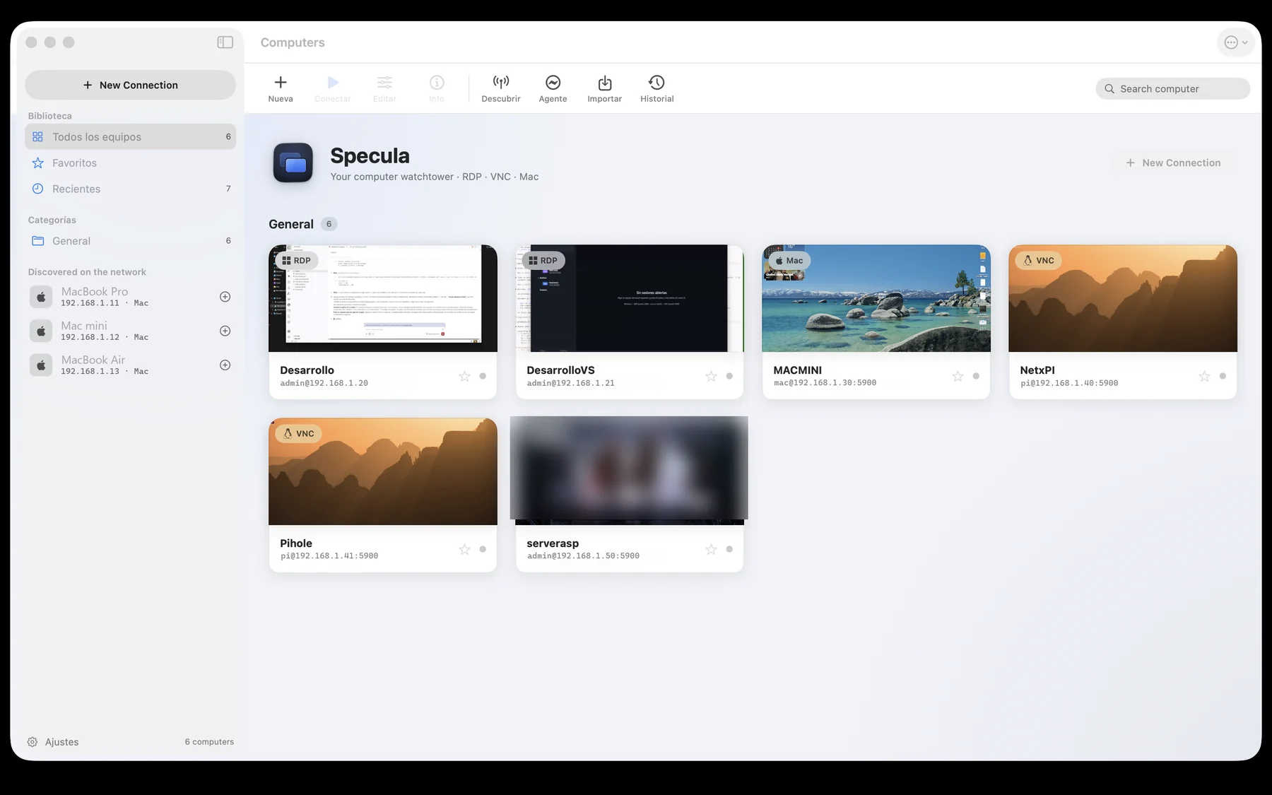 Specula, la app en funcionamiento